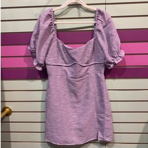 Altar State Lavender Puff Sleeve Square Neck Dress Women shower large easter